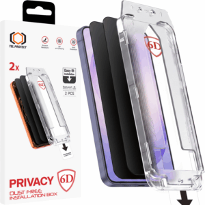 Grūdintas stiklas Tel Protect Dust-Free Easy Fit Privacy Full Glue 6D skirtas Samsung Galaxy S26 black (with fingerprint unlock) - 2 vnt