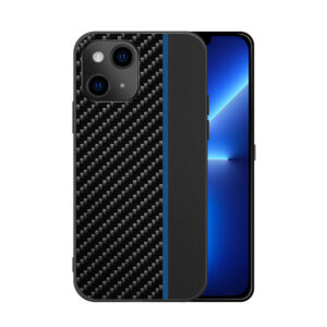 Tel Protect CARBON Case skirtas Apple iPhone 13 juodos spalvos z niebieskim paskiem