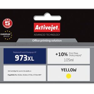 Activejet AH-973YRX rašalas (pakaitinis HP 973XL F6T83AE; Premium; 105 ml; geltonas)