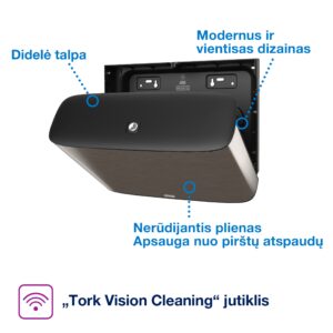 Laikiklis tualetiniam popieriui Tork Jumbo Mini T2 (460006), nerudijančio plieno, metalas/plastikas - Image 2