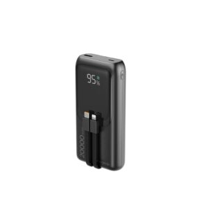 Gembird PB20-PD20-LCD-01 Greito įkrovimo išorinė baterija su integruotais laidais, 20 W, 20000 mAh, juoda