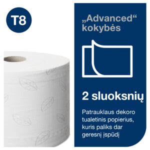 Tualetinis popierius Tork Smart One T8 (472242), baltos spalvos, 2 sluoksniai, 1150 lapelių, 207 m - Image 3