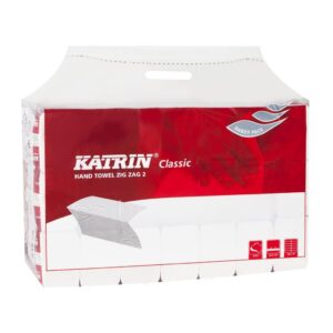 Rankšluosčiai lapiniai Katrin Classic Zig Zag 2, balti, 2 sluoksnių, 200 lapelių