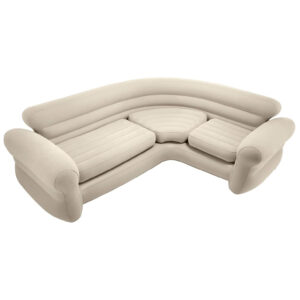 Pripučiama kampinė sofa keturiems asmenims 257x203x76 cm smėlio spalvos INTEX 68575