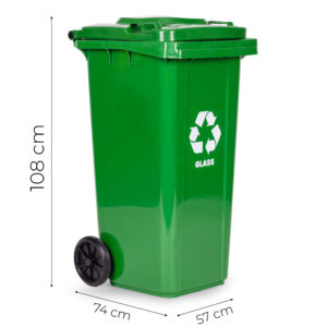 240L large wheelie bin with rubber wheels – green for glass waste - Image 10