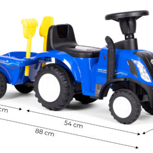 Vaikiškas traktorius New Holland su priekaba, interaktyviu vairu ir garsais, mėlynas - Image 10