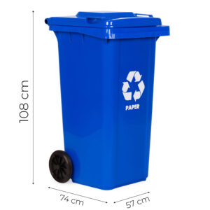 240L large wheelie bin with rubber wheels – blue for paper waste - Image 10