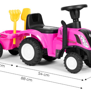 Vaikiškas traktorius New Holland su priekaba, interaktyviu vairu ir garsais, rožinis - Image 10