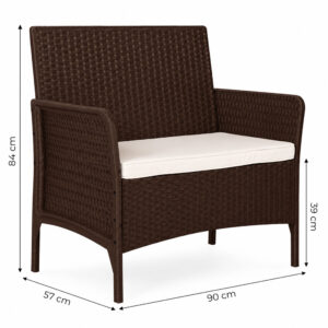 Dvivietė sodo sofa su pagalvėle, suoliukas balkonui, terasai ir sodui, ruda, MultiGarden - Image 10