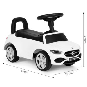 Vaikiškas elektromobilis Mercedes C CLASS, interaktyvus vairas, garsiniai efektai, baltas - Image 10