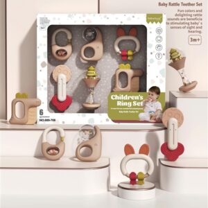 Barškutis Baby Rattle Teether Set, įvairių spalvų