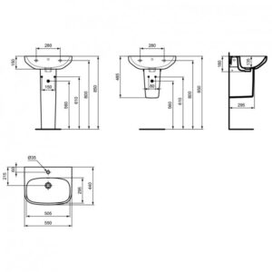 Praustuvas Ideal Standard i.life A T470601, 55 x 44 x 15 cm, baltas - Image 2