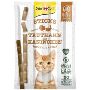 GIMCAT Sticks Turkey and rabbit - skanėstas katėms - 4pcs