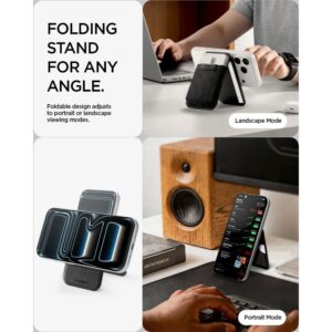 SPIGEN S314-4 SLIM FOLD TRIPOD WALLET MAGSAFE JUODAS - Image 11