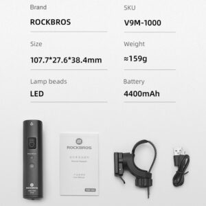 Rockbros V9M-1000 front bicycle light 1000lm - black - Image 9