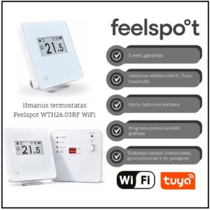 Išmanus programuojamas termostatas Feelspot WTH26.03RF WiFi, Tuya