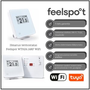 Išmanus programuojamas termostatas Feelspot WTH26.16RF WiFi, Tuya