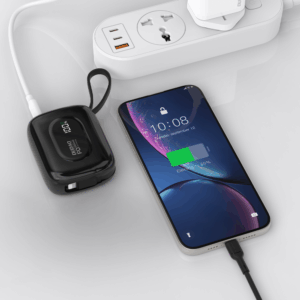 Dudao K32 Powerbank 22.5W 10000 mAh with Built-in USB-C/ Lightning Cable - Black - Image 6