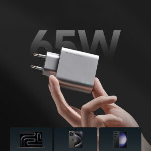 Cuktech 65W GaN 2xUSB-C 1xUSB-A Wall Charger - pilkos spalvos - Image 8