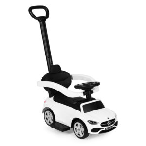 Mercedes C CLASS vaikiškas stumiamas automobilis, interaktyvus vairas, rankena, baltas - Image 2