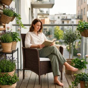 Sodo fotelis su pagalvėle kėdė balkonui, terasai, sodui, ruda MultiGarden - Image 2