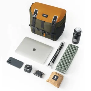 Rockbros W019 Handlebar Bike Bag 13.5-24L - Green-Orange - Image 2