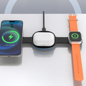 Dudao A11S 3-in-1 Wireless Charger Compatible with MagSafe Smartphone Smartwatch Headphones - Black - Image 9