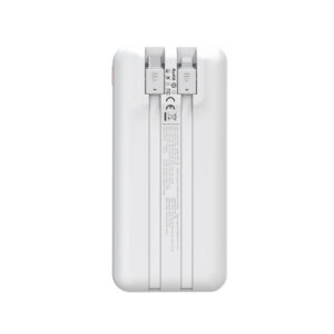 Wozinsky WFC-15W 20000mAh 22.5W PD20W Powerbank with Built-in Lightning and USB-C Cables - White - Image 4