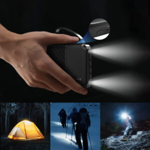 Wozinsky W11-B 10000mAh 10W Powerbank with Built-in Cables and Flashlight - Black - Image 4