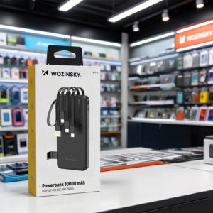 Wozinsky W11-B 10000mAh 10W Powerbank with Built-in Cables and Flashlight - Black - Image 6