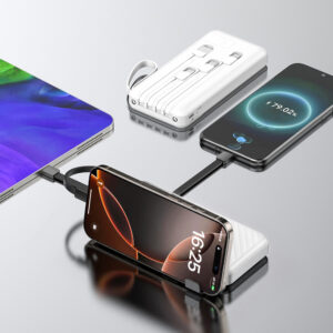 Wozinsky W11-W 10000mAh 10W Powerbank with Built-in Cables and Flashlight - White - Image 2