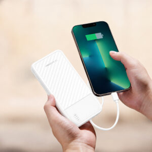 Wozinsky W11-W 10000mAh 10W Powerbank with Built-in Cables and Flashlight - White - Image 3