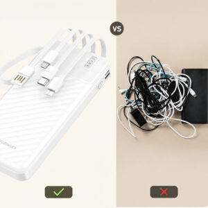 Wozinsky W11-W 10000mAh 10W Powerbank with Built-in Cables and Flashlight - White - Image 5