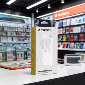 Wozinsky W11-W 10000mAh 10W Powerbank with Built-in Cables and Flashlight - White - Image 6