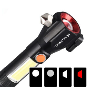 Wozinsky WLR-31 5W 500lm CREE 3-in-1 Multifunction Flashlight with Glass Breaker and Seat Belt Cutter - Black - Image 5