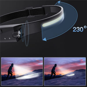 Wozinsky WLC-1200 350lm CREE LED Headlamp IPX4 with Motion Sensor - Black - Image 9