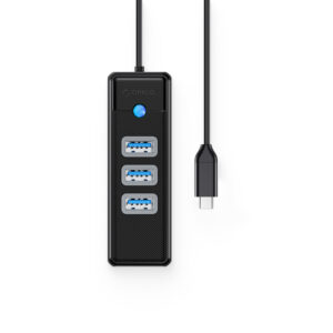 Orico PW3UR25-C3 USB Hub 4-Port 3x USB-A 3.0 1x RJ45 2.5G Ethernet 0.15m - Black - Image 2