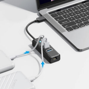 Orico PW3UR25-U3 USB Hub 4-Port 3x USB-A 3.0 1x RJ45 2.5G Ethernet 0.5m - Black - Image 3