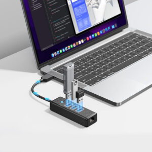 Orico PW3UR25-U3 USB Hub 4-Port 3x USB-A 3.0 1x RJ45 2.5G Ethernet 1 m - Black - Image 3