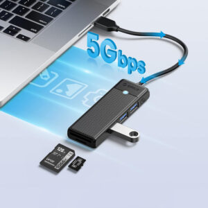 Orico PAPW3AT-U3 USB Hub 4-port 3x USB-A 3.0 with microSD/SD card reader 1 m - black - Image 3