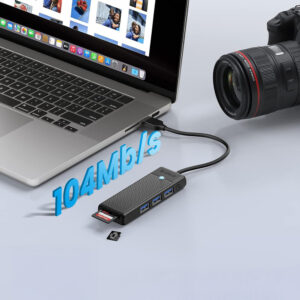 Orico PAPW3AT-U3 USB Hub 4-port 3x USB-A 3.0 with microSD/SD card reader 1 m - black - Image 4