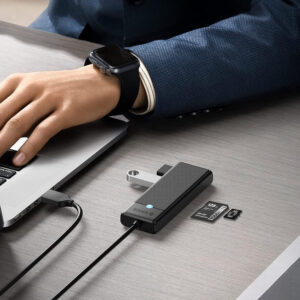 Orico PAPW3AT-U3 USB Hub 4-port 3x USB-A 3.0 with microSD/SD card reader 1 m - black - Image 7