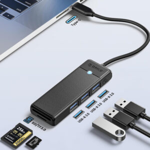 Orico PAPW3AT-U3 USB Hub 4-port 3x USB-A 3.0 with microSD/SD card reader 1.8 m - black - Image 3