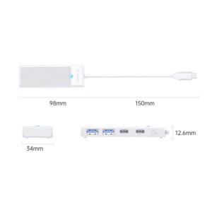 Orico PAPW2AC-C3 USB Hub 4-port 2x USB-A 3.0 1x USB-C 3.0 with USB-C PD 100W charging 0.15m - white - Image 2