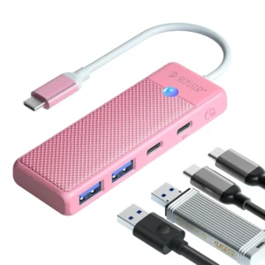 Orico PAPW2AC-C3-C3 USB Hub 4-port 2x USB-A 3.0 1x USB-C 3.0 with USB-C PD 100W charging 0.15m - pink - Image 2