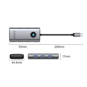 Orico PW11 6in1 USB-C Docking Station 3x USB-A 3.0 1x USB-C 3.0 1x USB-C PD 100 W 1x HDMI 4K 30Hz - Gray - Image 2
