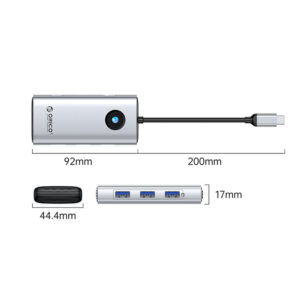 Orico PW11 6in1 USB-C Docking Station 3x USB-A 3.0 1x USB-C 3.0 1x USB-C PD 100 W 1x HDMI 4K 30Hz - Silver - Image 2