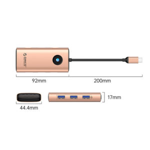 Orico PW11 6in1 USB-C Docking Station 3x USB-A 3.0 1x USB-C 3.0 1x USB-C PD 100W 1x HDMI 4K 30Hz - Rose Gold - Image 2