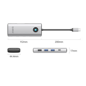 Orico PW11 8in1 USB-C Docking Station 2x USB-A 3.0 1x USB-A 2.0 1x USB-C 3.0 1x USB-C PD 100W 1x HDMI 4K 60Hz 1x VGA 1080P 60Hz 1x RJ45 Gigabit Ethernet - Silver - Image 2