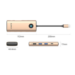 Orico PW11 8in1 USB-C Docking Station 2x USB-A 3.0 1x USB-A 2.0 1x USB-C 3.0 1x USB-C PD 100W 1x HDMI 4K 60Hz 1x VGA 1080P 60Hz 1x RJ45 Gigabit Ethernet - Rose Gold - Image 2